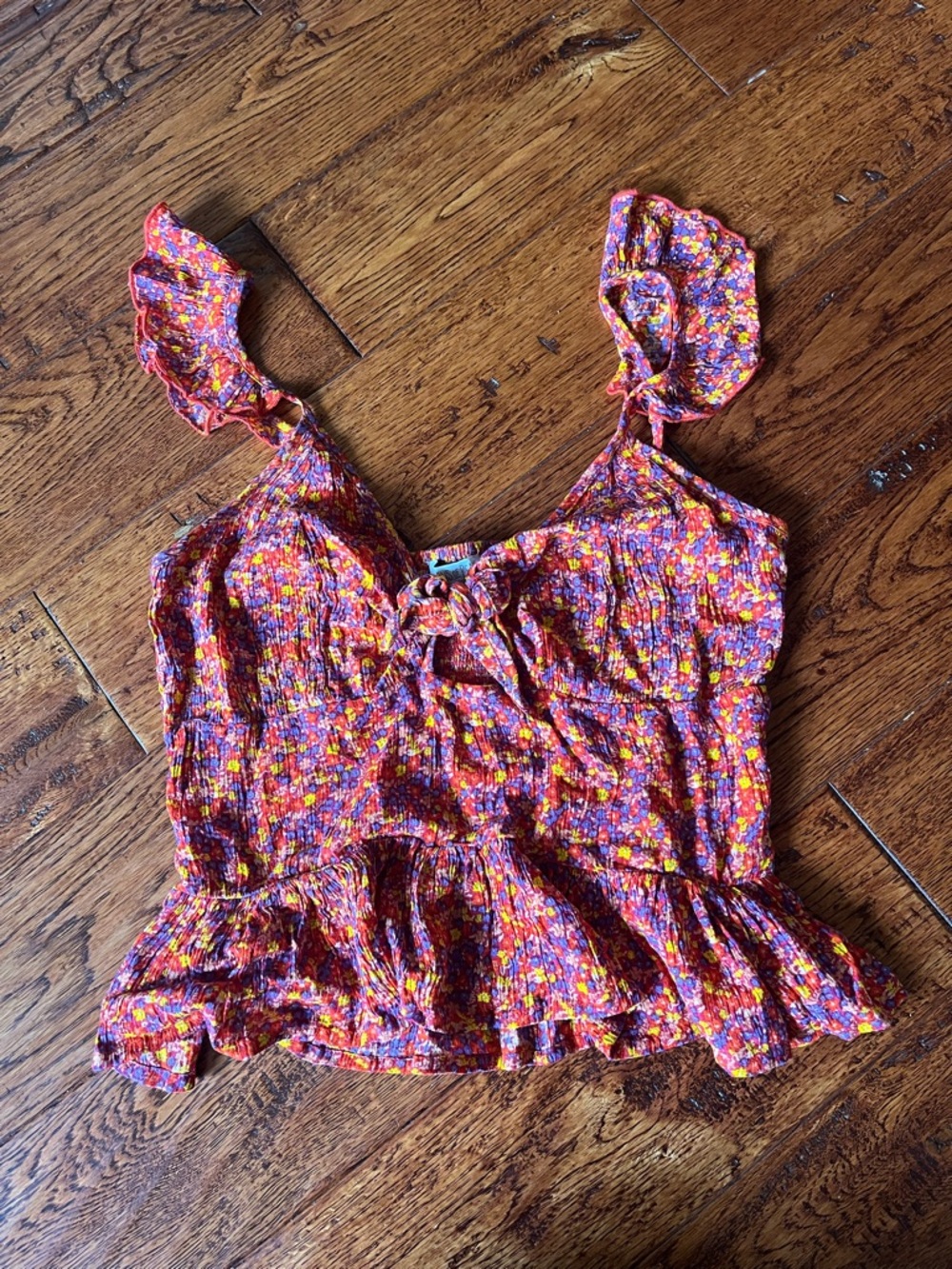 Floral Smocked Ruffle Cami Top in Multicolor